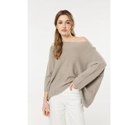 Liquorish Women's Beige Off-Shoulder Relaxed Knit Jumper in Camel Liquorish Camel One Size