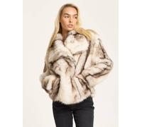 Liquorish Beige Ombre Faux Fur Coat Beige M