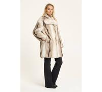 Liquorish Beige Ombre Faux Fur Midi Coat Beige S