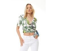 Liquorish Bird And Floral Print Wrap Top Multi 8