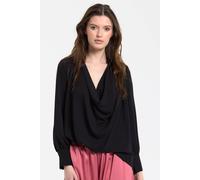 Liquorish Black Draped Cowl Neck Blouse Black 14