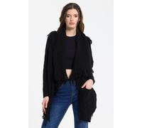 Liquorish Black Fringe Knit Cardigan Black One Size