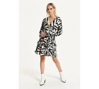 Liquorish Black Grey Zebra Print Wrap Dress Multi 8