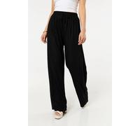 Liquorish Women's Black Linen Relaxed Fit Trousers | Size: 16 Liquorish Black 16