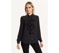Liquorish Black Ruffle Front Blouse Black