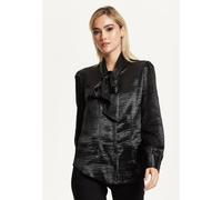 Liquorish Black Satin Pussy-Bow Blouse Black