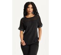 Liquorish Black Sheer Sequin Trim Top Black 10