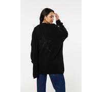 Liquorish Black Star Back Knitted Cardigan Black