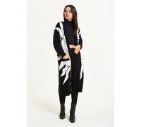 Liquorish Women's Black Sun Graphic Longline Cardigan | Size: Large Liquorish Black L