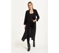 Liquorish Black Waterfall Duster Coat Black