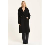 Liquorish Black Wool Blend Double Breasted Coat Black