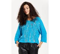 Liquorish Women's Blue Loose Knit Jumper With Metallic Detail Liquorish Blue One Size