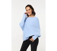 Liquorish Blue Off Shoulder Batwing Knit Jumper Blue