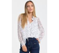 Liquorish Blue Vine Print Ruffle Blouse In Ivory Ivory 16