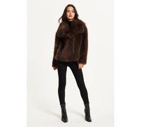 Liquorish Brown Faux Fur Coat Brown S