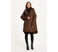 Liquorish Brown Quilted Oversized Hooded Coat Brown M/L