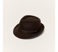 Liquorish Brown Trilby Hat With Teardrop Crown Brown