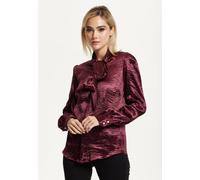Liquorish Burgundy Satin Tie Neck Blouse Burgundy