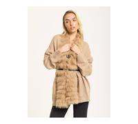 Liquorish Camel Faux Fur Trim Belted Cardigan Camel One Size