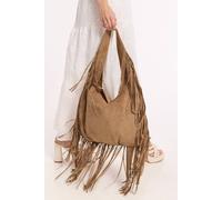 Liquorish Camel Fringe Faux Suede Shoulder Bag Camel