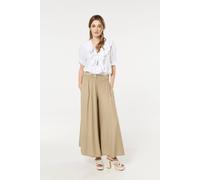 Liquorish Camel Smocked Wide Leg Trousers Camel
