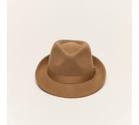 Liquorish Camel Trilby Hat With Teardrop Crown Camel