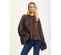 Liquorish Women's Chocolate Boho Lace Detail Blouse in Brown Liquorish Brown One Size