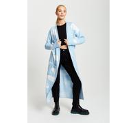 Liquorish Cloud Pattern Longline Cardigan In Light Blue Blue M