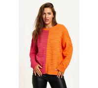 Liquorish Colour Block Jumper In Orange And Pink Orange