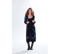 Liquorish Women's Cosmic Pattern Open Front Cardigan In Black, Turquoise & Orange in Black | Size: Medium Liquorish Black M
