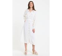 Liquorish Women's Cream Belted Midi Shirt Dress | Size: 18 Liquorish Cream 18