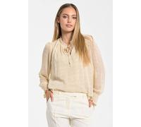 Liquorish Cream Ditsy Print Tie Neck Blouse Cream 22