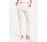 Liquorish Cream Tailored Slim Fit Trousers Cream