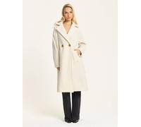 Liquorish Cream Wool Blend Double Breasted Coat Cream One Size