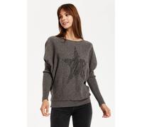 Liquorish Women's Dark Grey Sparkly Zebra Star Jumper | Size: Large Liquorish Grey L