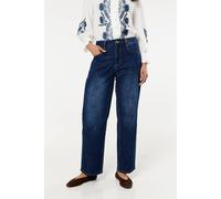 Liquorish Dark Wash Wide Leg Denim Jeans In Navy Navy