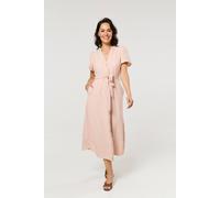 Liquorish Dusty Pink Button-Down Midi Dress Dusty Pink