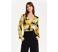 Liquorish Women's Earth Tone Floral Print Crop Top in Black | Size: 10 Liquorish Black 10
