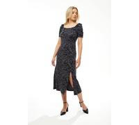 Liquorish Women's Fitted Midi Dress in Black & Grey Zebra Print | Size: 10 Liquorish Black 10