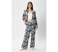 Liquorish Floral Trousers With Neon Piping Multi