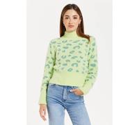 Liquorish Women's Fluffy Animal High Neck Jumper In Green | Size: Large Liquorish Green L