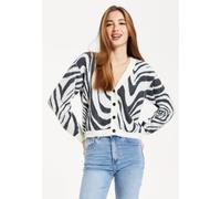 Liquorish Women's Fluffy Black & White Cardigan | Size: Large Liquorish Black L