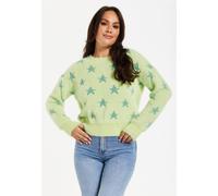 Liquorish Women's Fluffy Grey Star Pattern Jumper In Lilac in Green | Size: Small Liquorish Green S