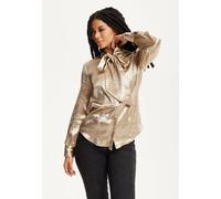 Liquorish Gold Satin Bow Blouse Gold