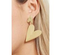 Liquorish Gold Statement Heart Drop Earrings Gold
