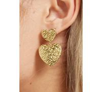 Liquorish Gold Textured Double Heart Earrings Gold One Size