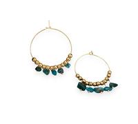 Liquorish Gold Turquoise Chip Hoop Earrings Gold