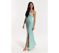 Liquorish Women's Green Lurex One Shoulder Maxi Dress | Size: 12 Liquorish Green 12