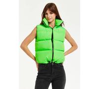 Liquorish Green Puffer Vest With Drawstring Hem Green One Size