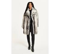 Liquorish Grey Ombre Faux Fur Midi Coat Grey L